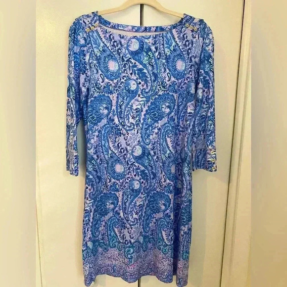 Lilly Pulitzer Shift Mini Blue and Pink Dress Sz Medium - Picture 6 of 12